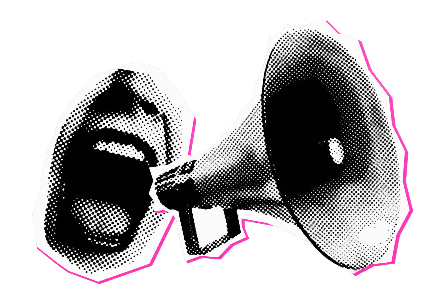 Mouth and megaphone collage